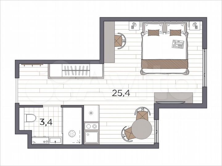 Квартира-студия, 28,8 м², 9/10 эт.