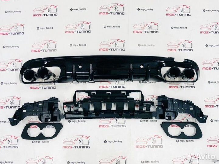 Диффузор + Black насадки w205 C43 AMG стиль 2019+