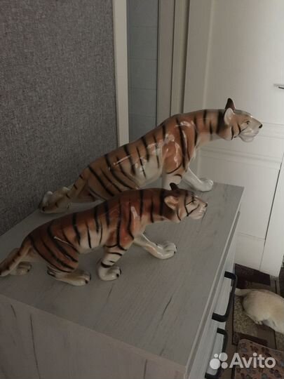 Статуэтки Тигр 2шт Чехословакия Royal Dux Bohemia