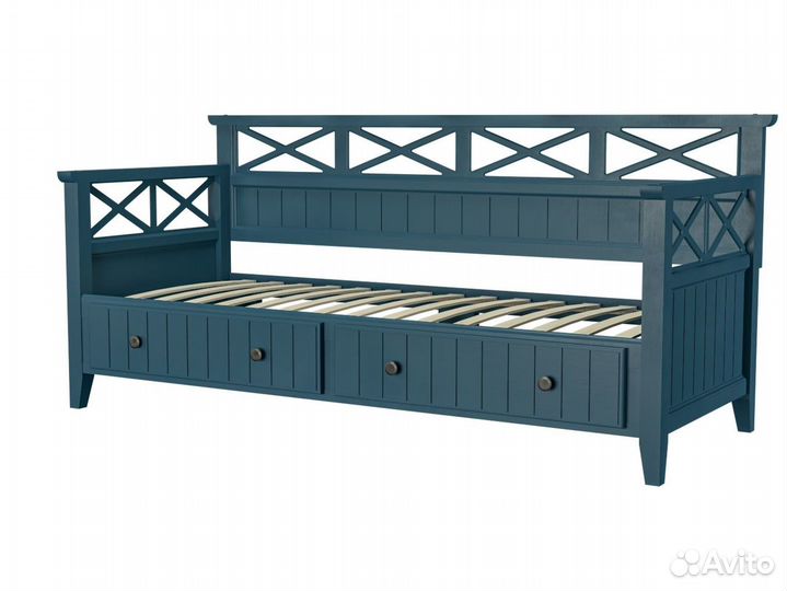 Кровать с ящиками, цвет сапфировый (массив сосны)