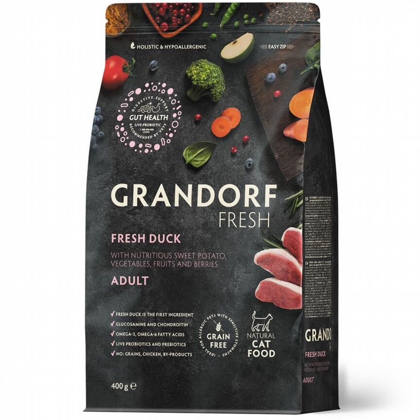 Корм Grandorf fresh для взрослых кошек с уткой