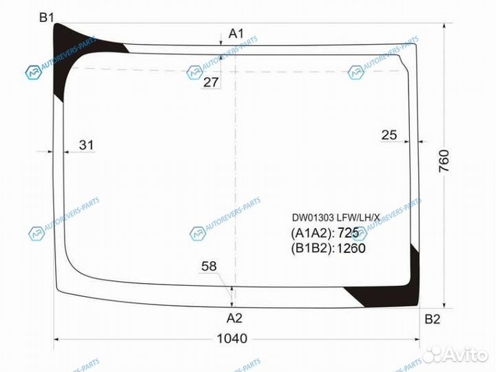 DW01303 lfwlhx Стекло лобовое левая половинка frei