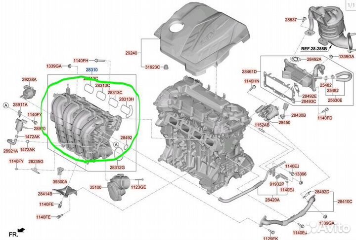 Впускной коллектор Kia K5 G4KN 2021