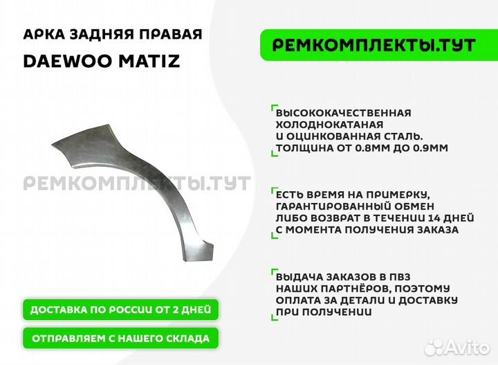 Арка задняя правая Daewoo Matiz