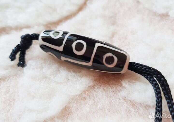 Тибетская бусина Дзи 9 Глаз из агата со шнурком