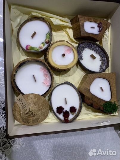 Свечи из кокосового воска ручной работы