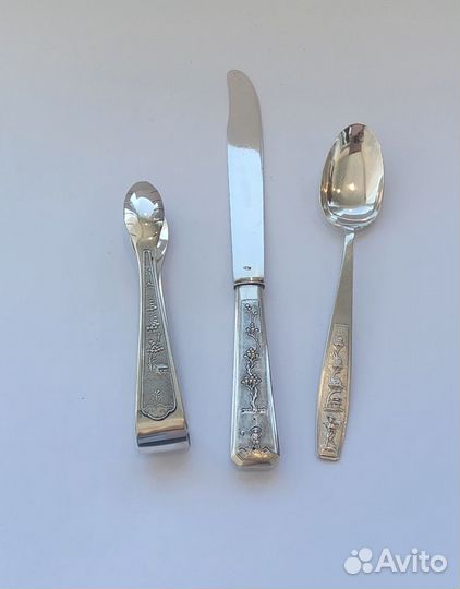 Серебряные ложка нож щипцы Сюжетные серебро