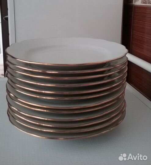 Тарелки фарфор с позолотой Дулёво новые