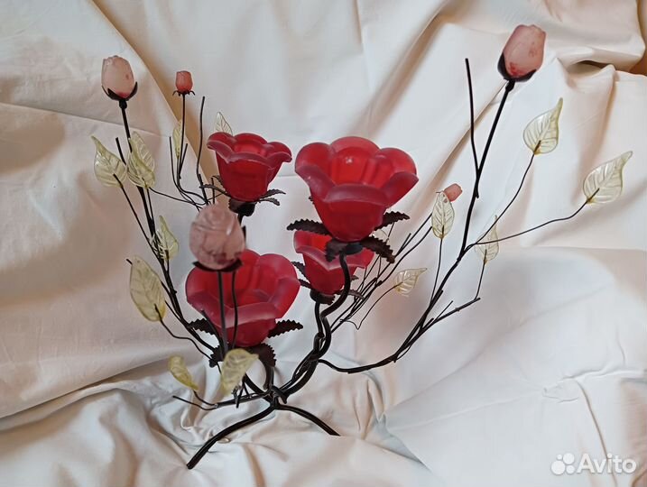 Роза декоративная метал + стекло