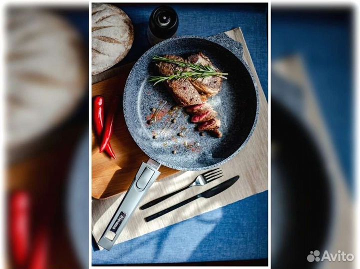 Сковорода d30 съемн ручка Premium grey