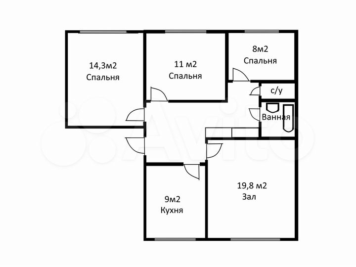 4-к. квартира, 77,8 м², 1/5 эт.