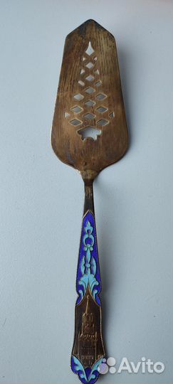 Лопатка для торта Кремль серебро 875 пробы Эмаль