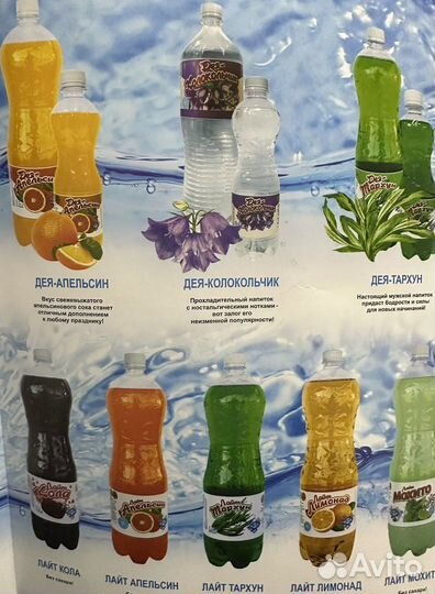 Минеральные воды, лимонады и энергетики