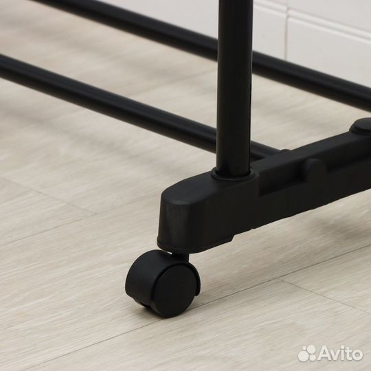 Стойка для одежды, 2 перекладины черно-серая