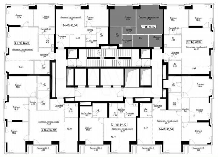 1-к. квартира, 46,6 м², 20/41 эт.