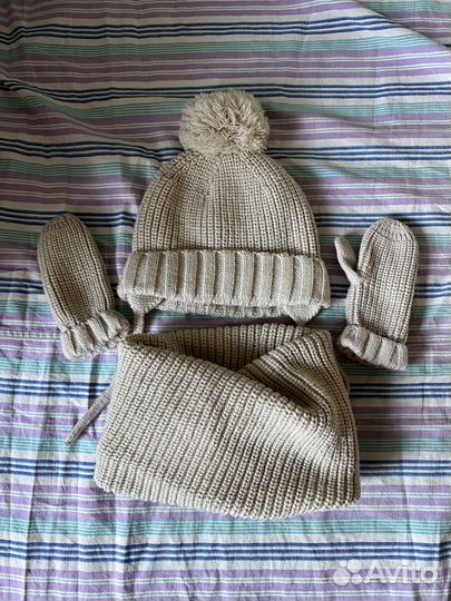 Комплект шапка, снуд, варежки Zara 1-2 года