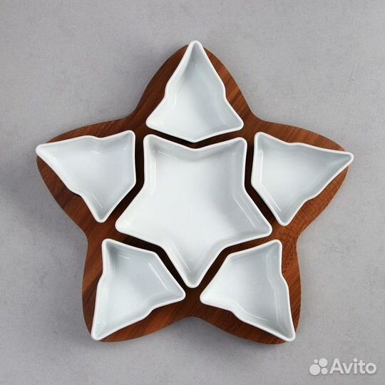 Менажница 'Звезды', 5 шт 200 мл, 1 шт 500 мл, дере