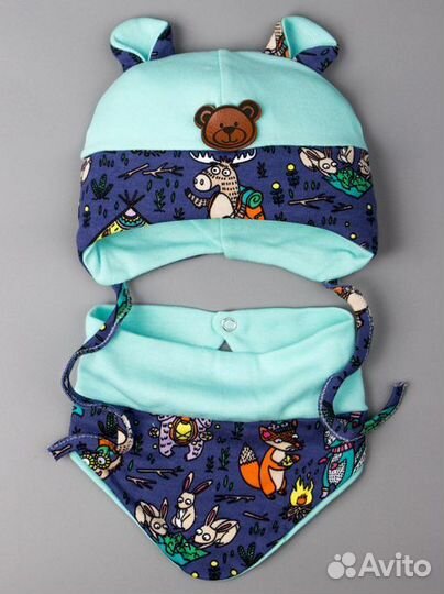 Шапочка + снуд для новорождённого малыша