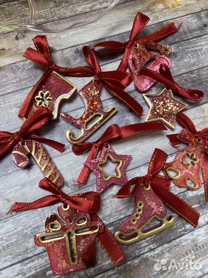 Елочные игрушки из эпоксидной смолы набор