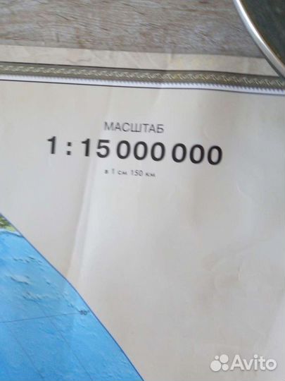 Карта мира на стену длина 2 м, высота 127 см