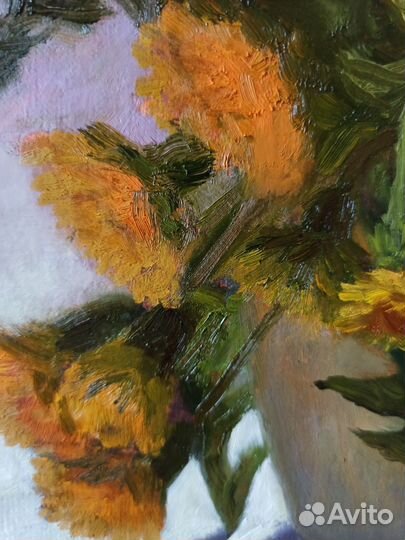 Одуванчики на солнце. Картина маслом. 35*30 см