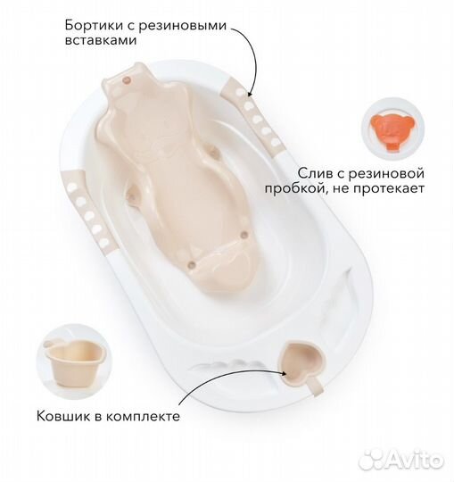 Ванночка для купания новорожденного с горкой 40 л