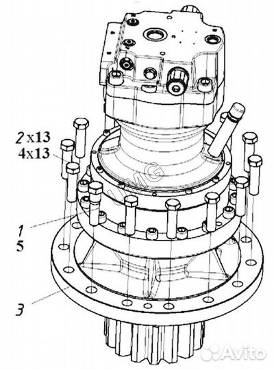 Механизм поворота с гидро мотором SB25CA-WA01-00 +