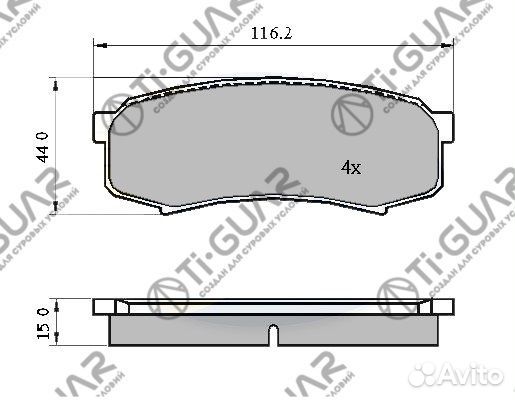 Тормозные колодки TG-337C/PF1243 (керамика)* TiGU