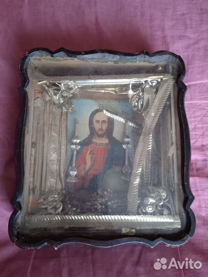 Старинная икона. Господь Вседержитель. 19 век