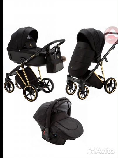 Коляска adamex belissa 3 в 1 черное золото
