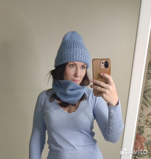 Вязаная шапка и снуд ручная работа