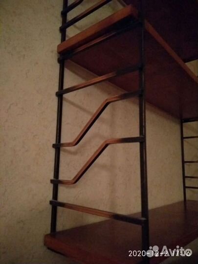 Полка - стеллаж (дерево+медный металл )