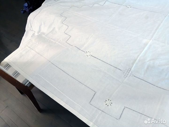 Скатерть старинная льняная