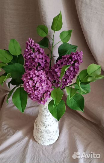 Веточки сирени из холодного фарфора