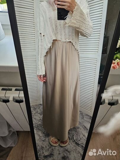 Атласная юбка макси