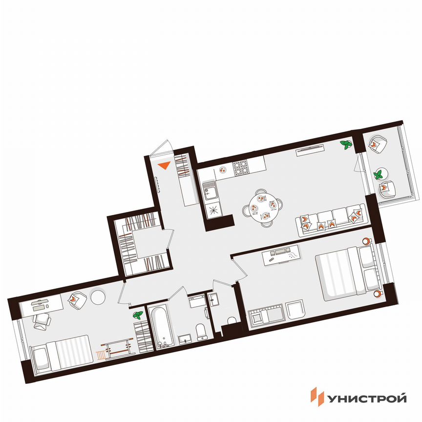 2-к. квартира, 75 м², 2/5 эт.