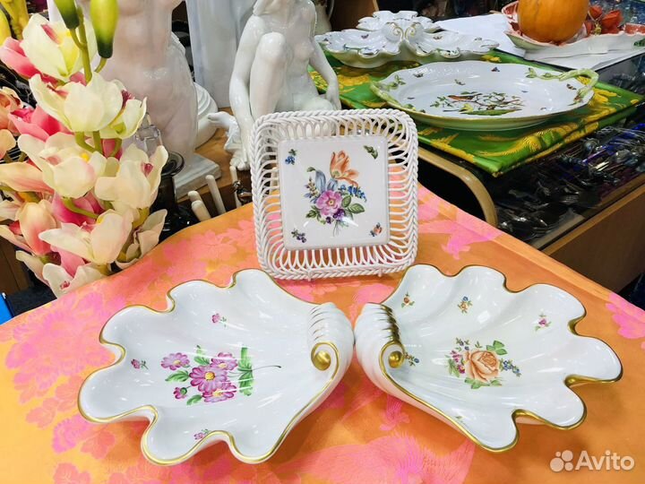 Сухарница и ваза кокиль 2 шт Венгрия Херенд