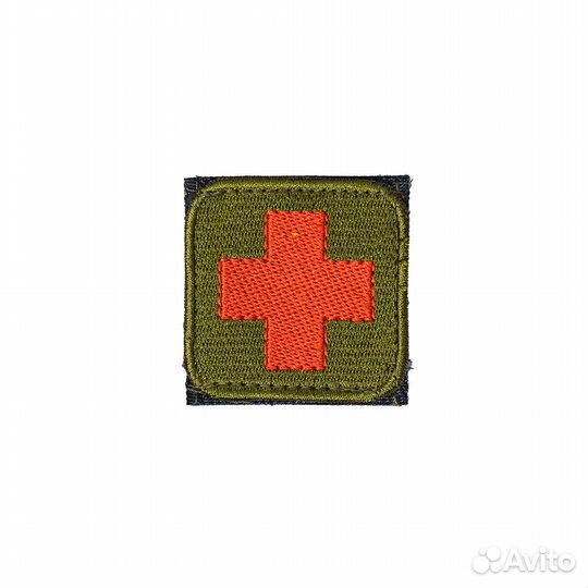 Патч шеврон На липучке. Медицинский крест, олива