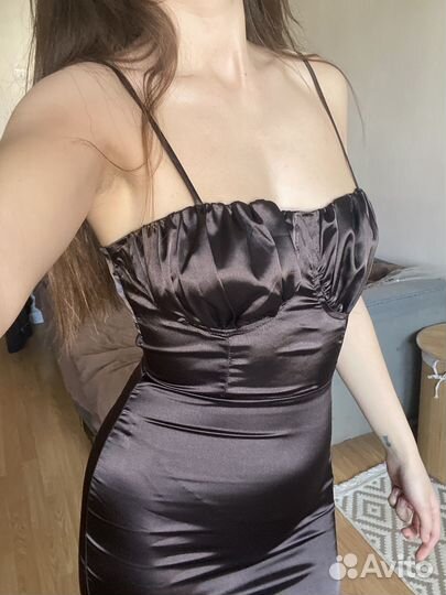 Атласное Платье миди ASOS