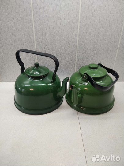Чайник зелёный эмалированный СССР