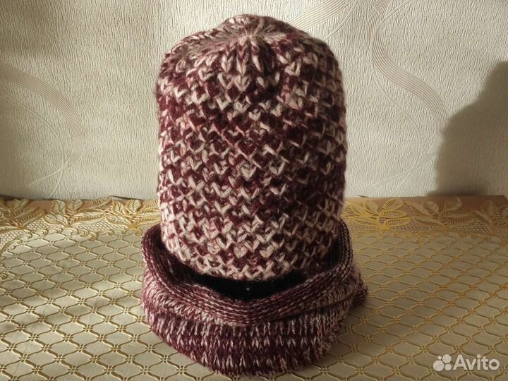 Комплект шапка и снуд женский