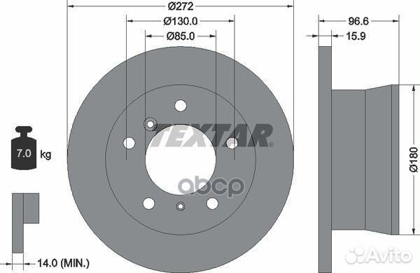Диск тормозной задний 272x15,9 5 отв. с покры