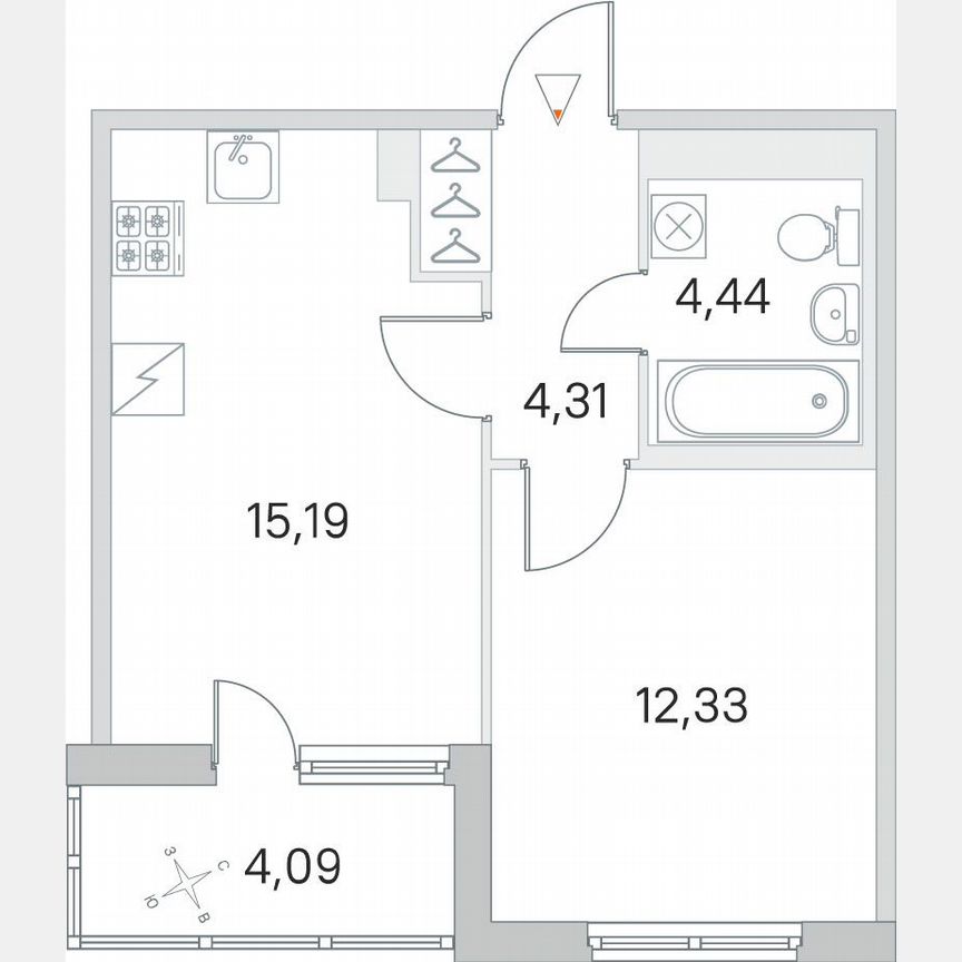 1-к. квартира, 38,3 м², 4/5 эт.