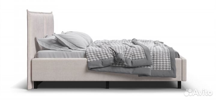 Кровать лео 160 Вельвет cord бежевая