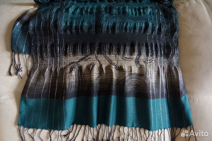 Нарядный палантин шарф платок шерсть+люрекс
