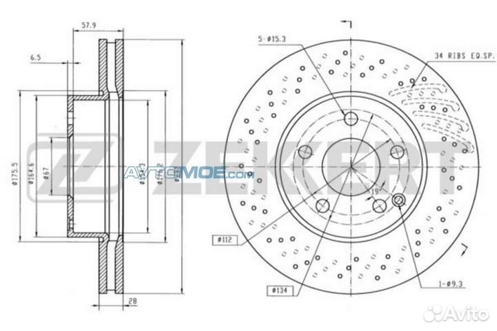 Диск торм. перед. MB C-Class (204) 07- (без перфор