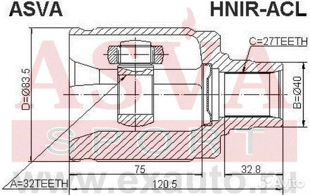 Шрус внутренний правый 32x40x27