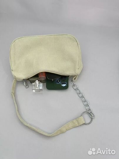 Сумка багет вельветовая с цепью, новая, кросс боди