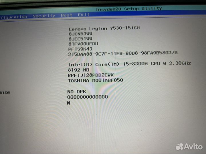 Lenovo y530-15ich на запчасти но рабочий