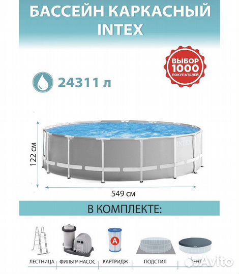 Каркасный бассейн intex новый круглый